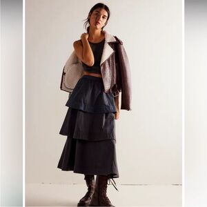 Free People Ryder Denim Set in After Dark Size Small Sleeveless Tiered Cotton